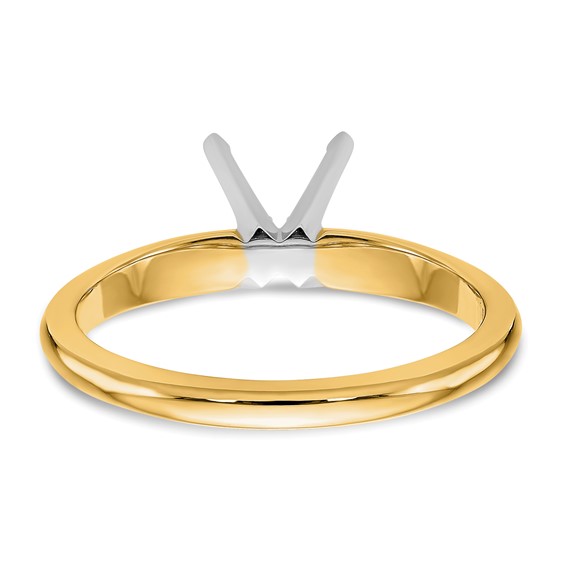 14k Two-Tone 2 carat Lightweight Knife Edge/Half-Round 4-Prong Round Solitaire Ring Mounting
