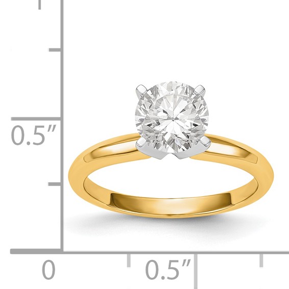 14k Two-Tone 2 carat Lightweight Knife Edge/Half-Round 4-Prong Round Solitaire Ring Mounting