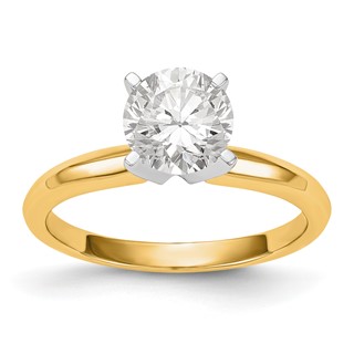 14k Two-Tone 1/2 carat Lightweight Knife Edge/Half-Round 4-Prong Round Solitaire Ring Mounting