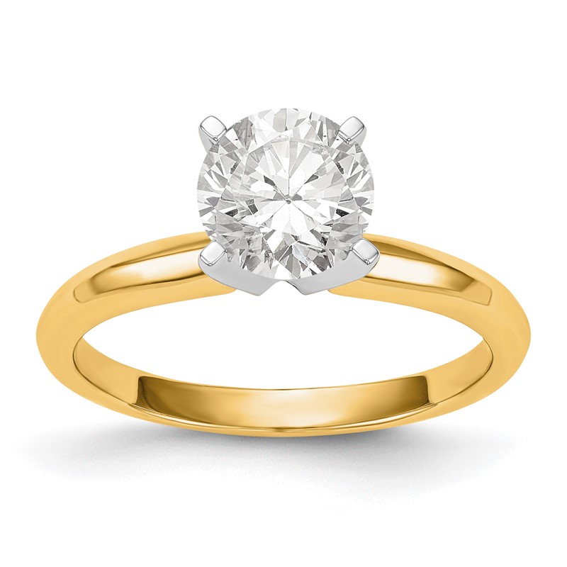 14k Two-tone 1/2 carat VS/SI+ G+ Lab Grown Diamond Lightweight Knife Edge Round 4 Prong Solitaire Engagement Ring