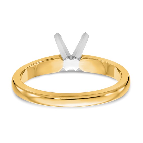 14k Two-Tone 2 carat Medium-Weight Knife Edge/Half-Round 4-Prong Round Solitaire Ring Mounting