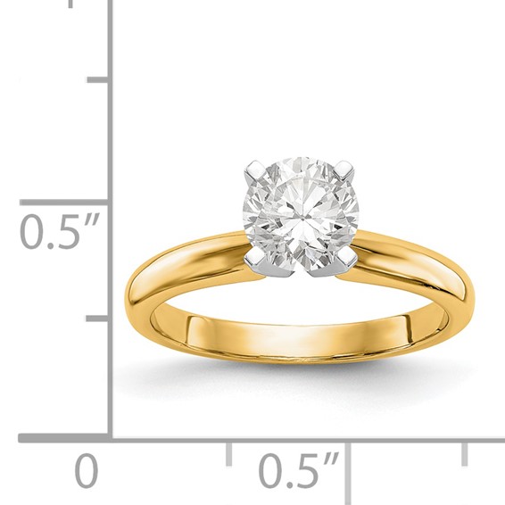 14k Two-Tone 2 carat Medium-Weight Knife Edge/Half-Round 4-Prong Round Solitaire Ring Mounting