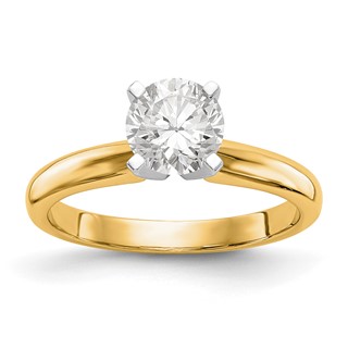 14kTwo-Tone 5/8 carat Medium-Weight Knife Edge/Half-Round 4-Prong Round Solitaire Ring Mounting
