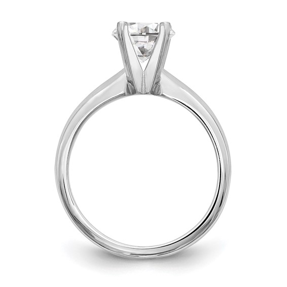 14k White Gold 2 carat Medium-Weight Knife Edge/Half-Round 4-Prong Round Solitaire Ring Mounting