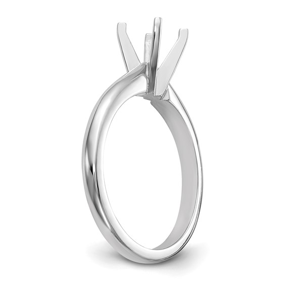 14k White Gold 2 carat Medium-Weight Knife Edge/Half-Round 4-Prong Round Solitaire Ring Mounting