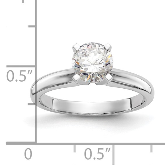 14k White Gold 2 carat Medium-Weight Knife Edge/Half-Round 4-Prong Round Solitaire Ring Mounting