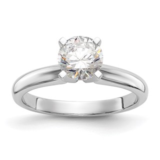 14k White Gold 2 carat Medium-Weight Knife Edge/Half-Round 4-Prong Round Solitaire Ring Mounting