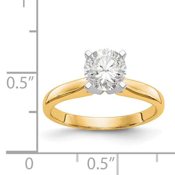 14k Two-Tone 1 carat Medium-Weight High Shoulder Airline Half-Round 4-Prong Round Solitaire Ring Mounting