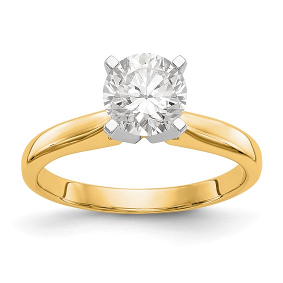 14k Two-Tone 1 carat Medium-Weight High Shoulder Airline Half-Round 4-Prong Round Solitaire Ring Mounting