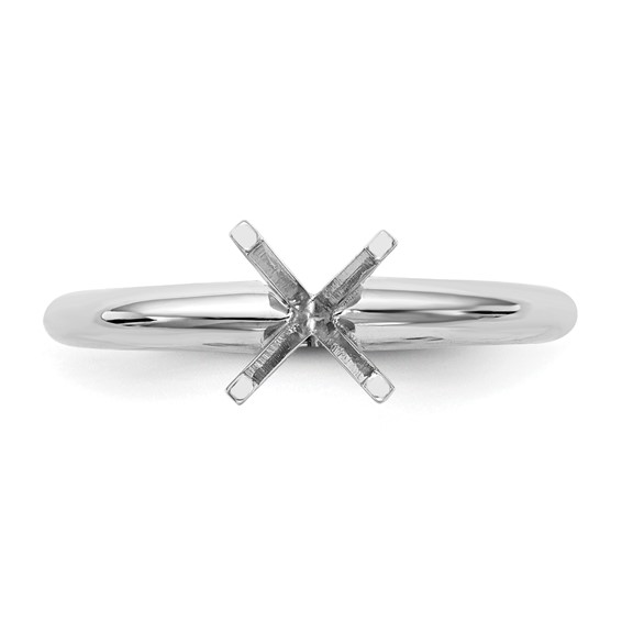 14k White Gold 1/2 carat Heavy-Weight Half-Round 4-Prong Round Solitaire Ring Mounting