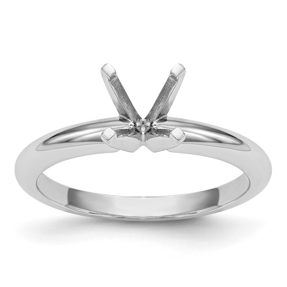 14k White Gold 1/2 carat Heavy-Weight Half-Round 4-Prong Round Solitaire Ring Mounting