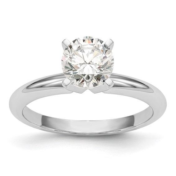 14k White Gold 1/2 carat Heavy-Weight Half-Round 4-Prong Round Solitaire Ring Mounting