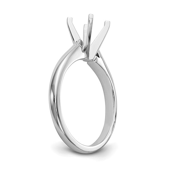 14k White Gold 2 carat Medium-Weight High Shoulder Airline Half-Round 4-Prong Round Solitaire Ring Mounting