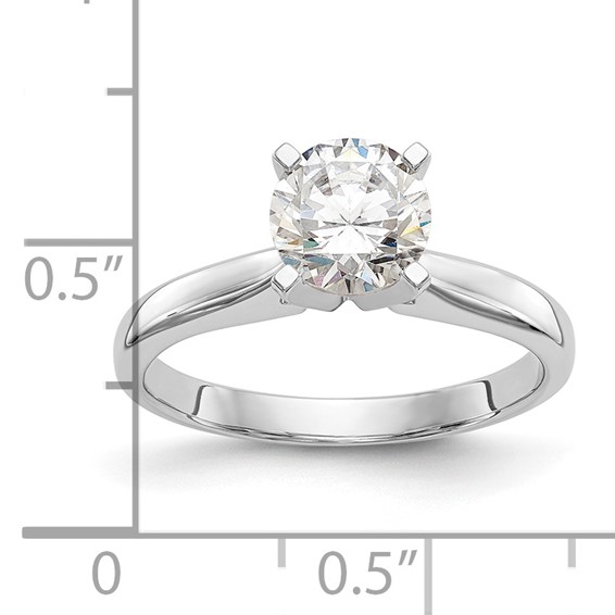 14k White Gold 2 carat Medium-Weight High Shoulder Airline Half-Round 4-Prong Round Solitaire Ring Mounting