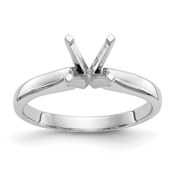 14k White Gold 2 carat Medium-Weight High Shoulder Airline Half-Round 4-Prong Round Solitaire Ring Mounting