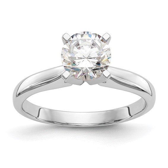 14k White Gold 2 carat Medium-Weight High Shoulder Airline Half-Round 4-Prong Round Solitaire Ring Mounting