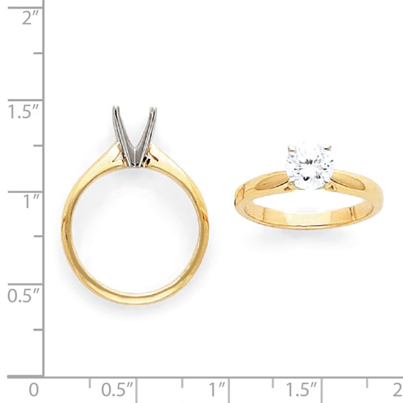 14k Two-Tone 1/8ct. Heavy-Weight Airline Half-Round Solitaire Mounting