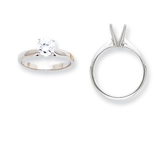 14k White Gold 1/3ct. Heavy-Wt Airline Half-Round 4-Prong Mounting