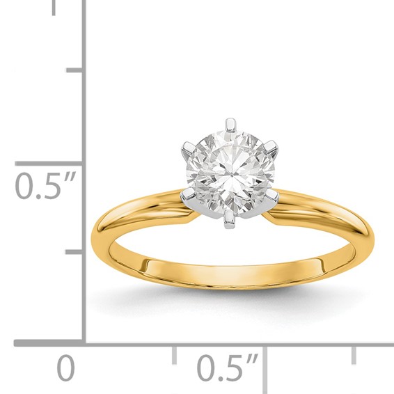 14k Two-Tone 1/4 carat Lightweight Half-Round 6-Prong Round Solitaire Ring Mounting