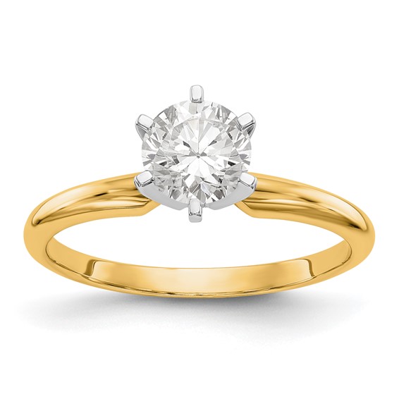 14k Lightweight Half-Round 6-Prong Diamond Solitaire Rings