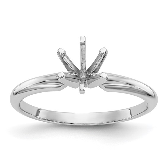 14k White Gold 3/16 carat Lightweight Half-Round 6-Prong Round Solitaire Ring Mounting