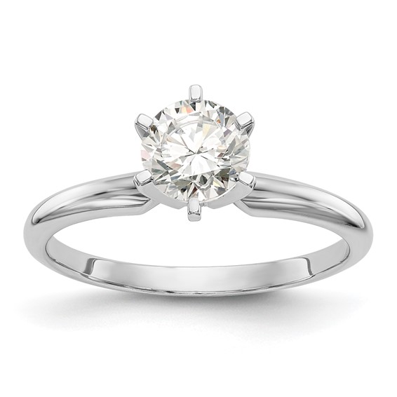 14k White Gold 3/16 carat Lightweight Half-Round 6-Prong Round Solitaire Ring Mounting