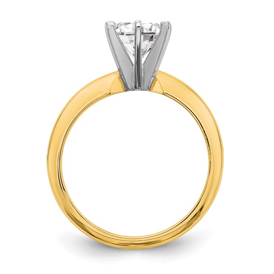 14k Two-Tone 3/16 carat Heavy-Weight Half-Round 6-Prong Round Solitaire Ring Mounting