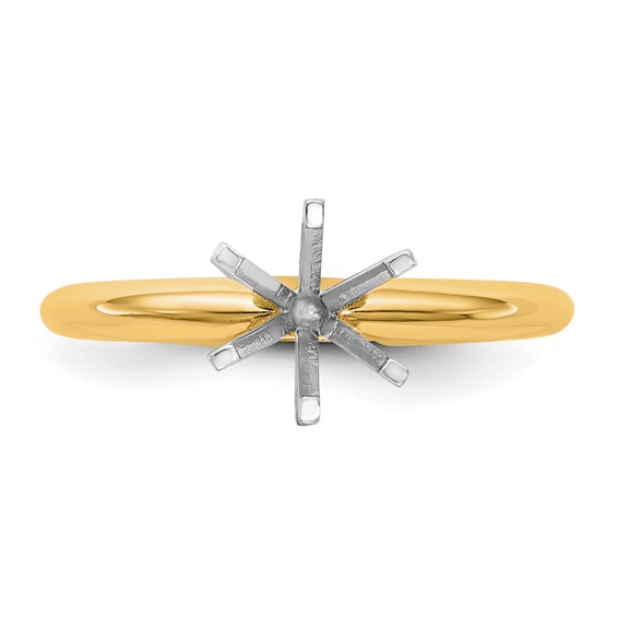 14k Two-Tone 3/16 carat Heavy-Weight Half-Round 6-Prong Round Solitaire Ring Mounting
