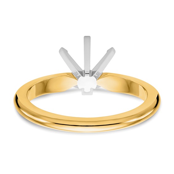 14k Two-Tone 3/16 carat Heavy-Weight Half-Round 6-Prong Round Solitaire Ring Mounting