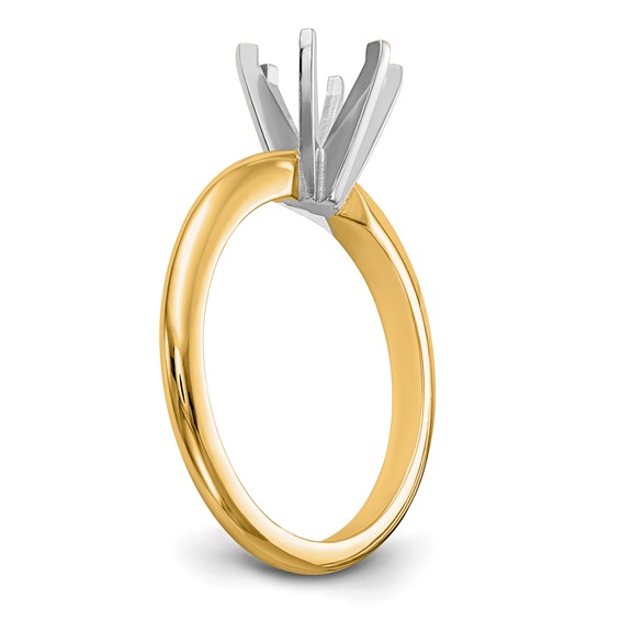 14k Two-Tone 3/16 carat Heavy-Weight Half-Round 6-Prong Round Solitaire Ring Mounting
