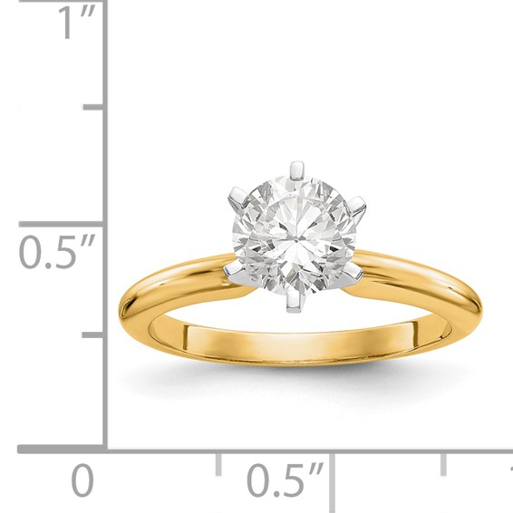 14k Two-Tone 3/16 carat Heavy-Weight Half-Round 6-Prong Round Solitaire Ring Mounting