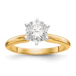 14k Two-Tone 3/16 carat Heavy-Weight Half-Round 6-Prong Round Solitaire Ring Mounting