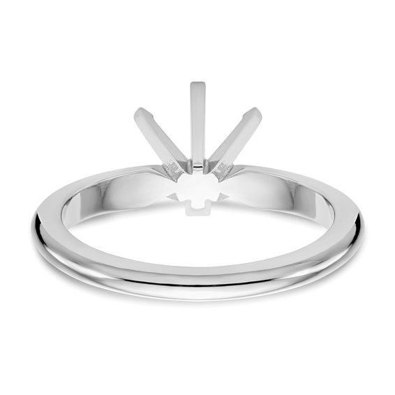 14k White Gold 1/8 carat Heavy-Weight Half-Round 6-Prong Round Solitaire Ring Mounting