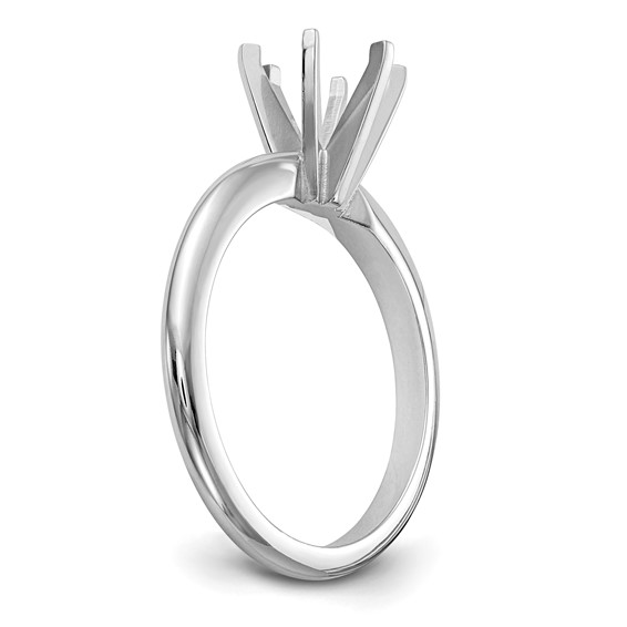 14k White Gold 1/8 carat Heavy-Weight Half-Round 6-Prong Round Solitaire Ring Mounting