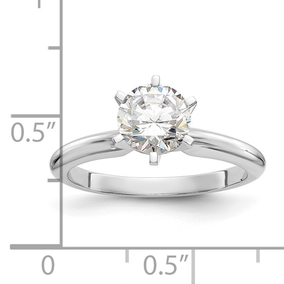 14k White Gold 1/8 carat Heavy-Weight Half-Round 6-Prong Round Solitaire Ring Mounting