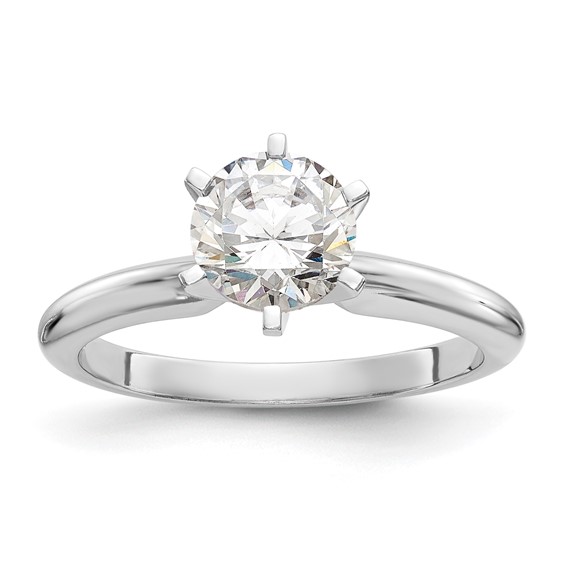 14k White Gold 1/8 carat Heavy-Weight Half-Round 6-Prong Round Solitaire Ring Mounting