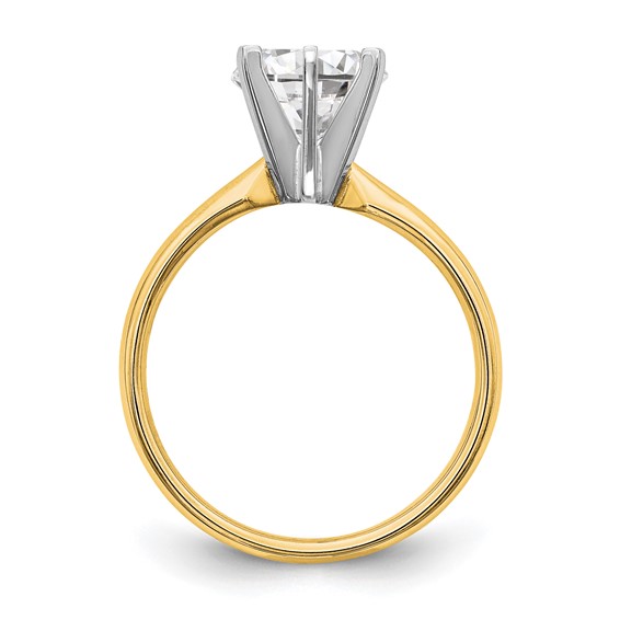 14k Two-Tone 1/8 carat Lightweight Comfort-Fit 6-Prong Round Solitaire Ring Mounting