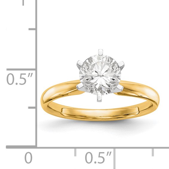 14k Two-Tone 1/8 carat Lightweight Comfort-Fit 6-Prong Round Solitaire Ring Mounting