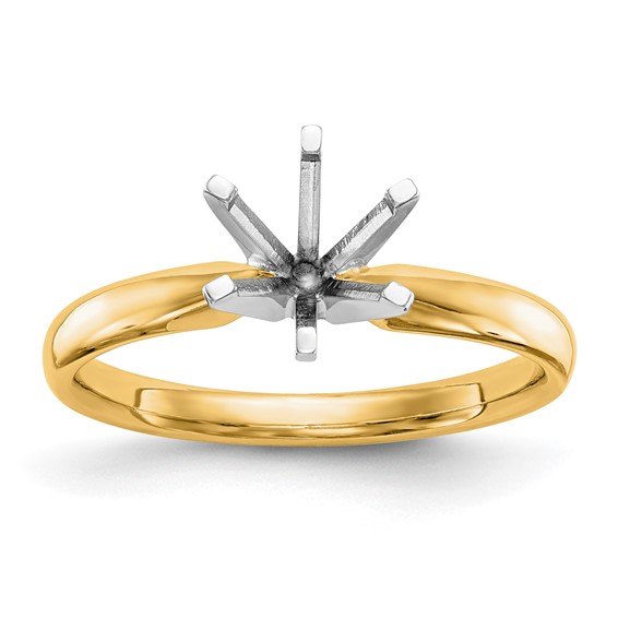 14k Two-Tone 1/8 carat Lightweight Comfort-Fit 6-Prong Round Solitaire Ring Mounting