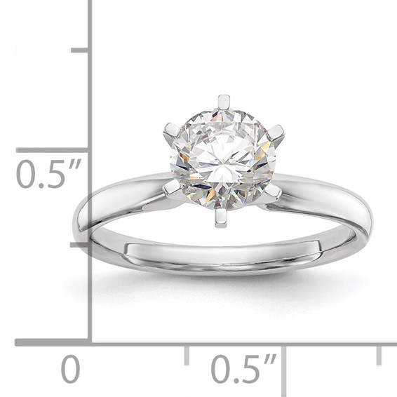 14k White Gold 1/2 carat Lightweight Comfort-Fit 6-Prong Round Solitaire Ring Mounting