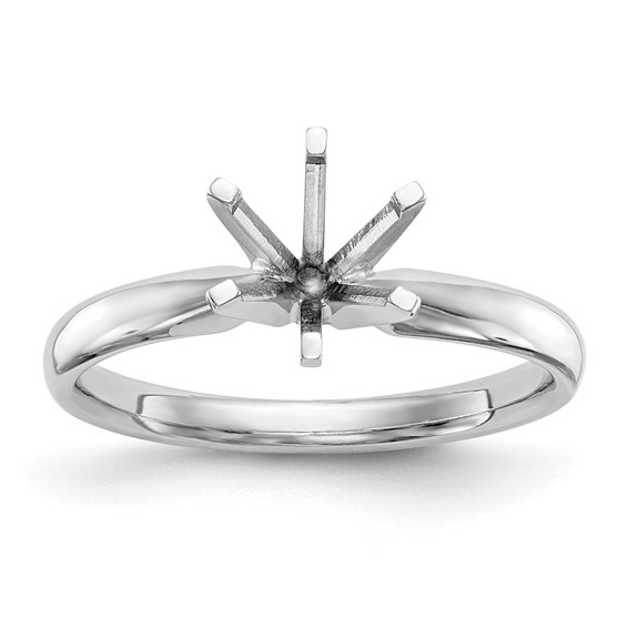 14k White Gold 1/2 carat Lightweight Comfort-Fit 6-Prong Round Solitaire Ring Mounting