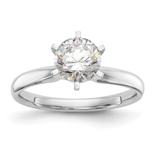 14k White Gold 1/2 carat Lightweight Comfort-Fit 6-Prong Round Solitaire Ring Mounting