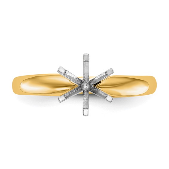 14k Two-Tone 3/16 carat Medium-Weight Comfort-Fit 6-Prong Round Solitaire Ring Mounting