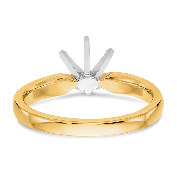 14k Two-Tone 3/16 carat Medium-Weight Comfort-Fit 6-Prong Round Solitaire Ring Mounting