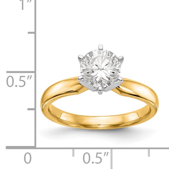 14k Two-Tone 3/16 carat Medium-Weight Comfort-Fit 6-Prong Round Solitaire Ring Mounting