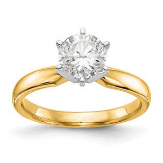 14k Two-Tone 1.25 carat Medium-Weight Comfort-Fit 6-Prong Round Solitaire Ring Mounting