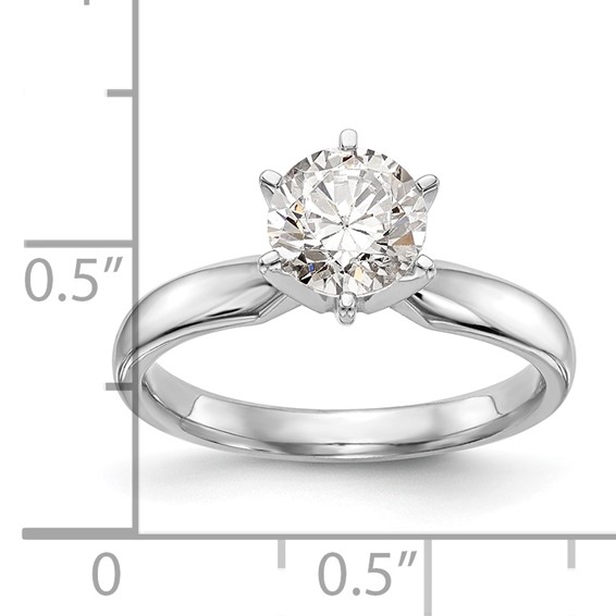 14k White Gold 1.25 carat Medium-Weight Comfort-Fit 6-Prong Round Solitaire Ring Mounting