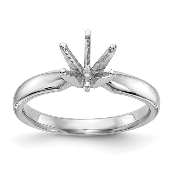 14k White Gold 1.25 carat Medium-Weight Comfort-Fit 6-Prong Round Solitaire Ring Mounting