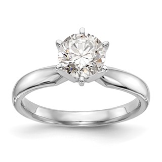 14k White Gold 3/16 carat Medium-Weight Comfort-Fit 6-Prong Round Solitaire Ring Mounting