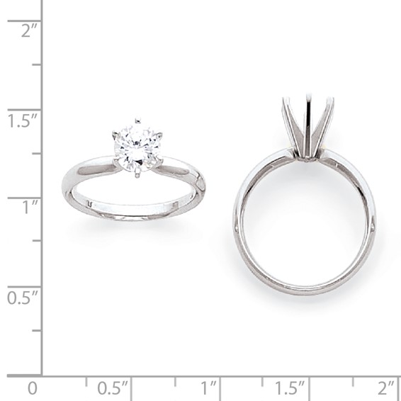 14k White Gold 1/2ct. Light-Wt Comfort-Fit 6-Prong Ring Mounting